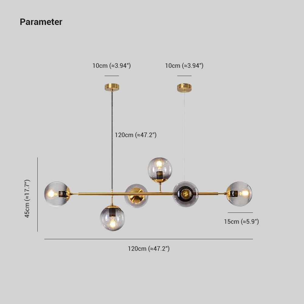 Valentina Moderne LED Suspension Globe Métal Verre Salon Cuisine - Neutralighting