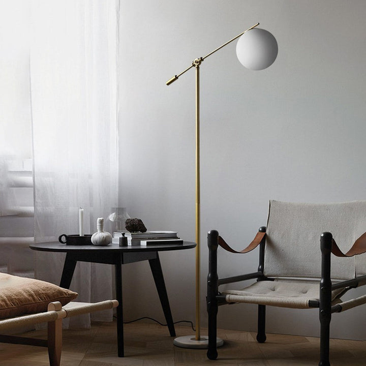 Valentina Lampadaire Boule Moderne, Verre/Métal, Doré, Salon - Neutralighting