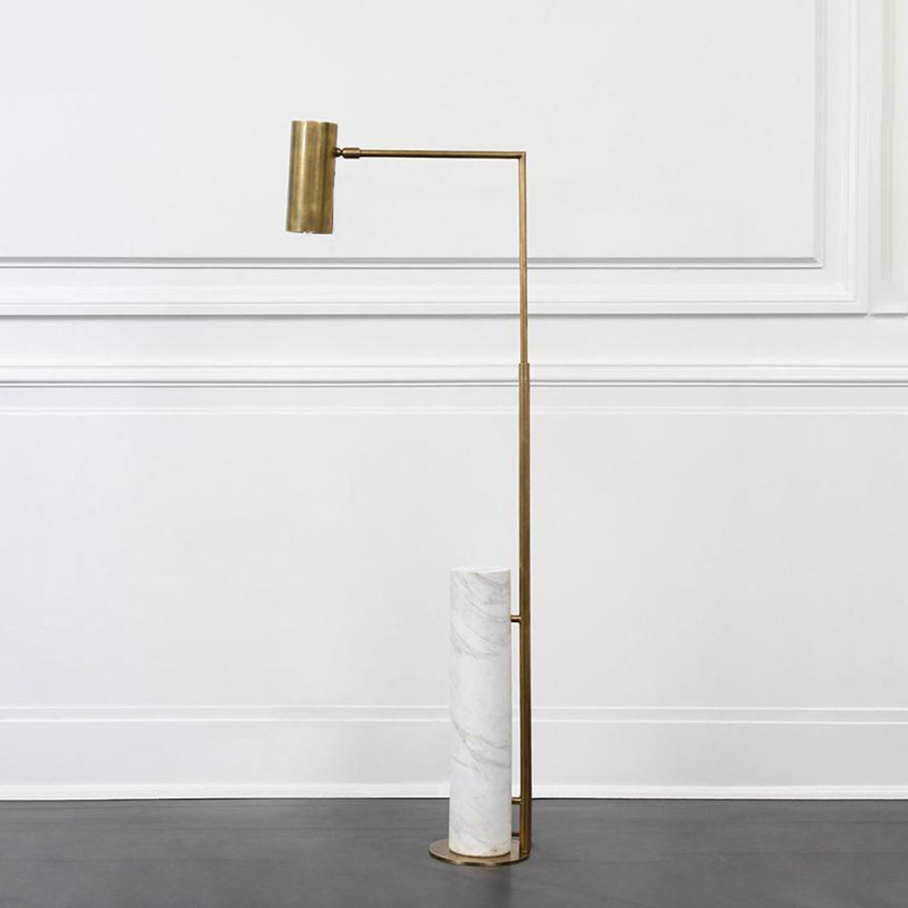Mira Lampadaire Cylindre Moderne, Marbre/Métal, Doré, Salon - Neutralighting