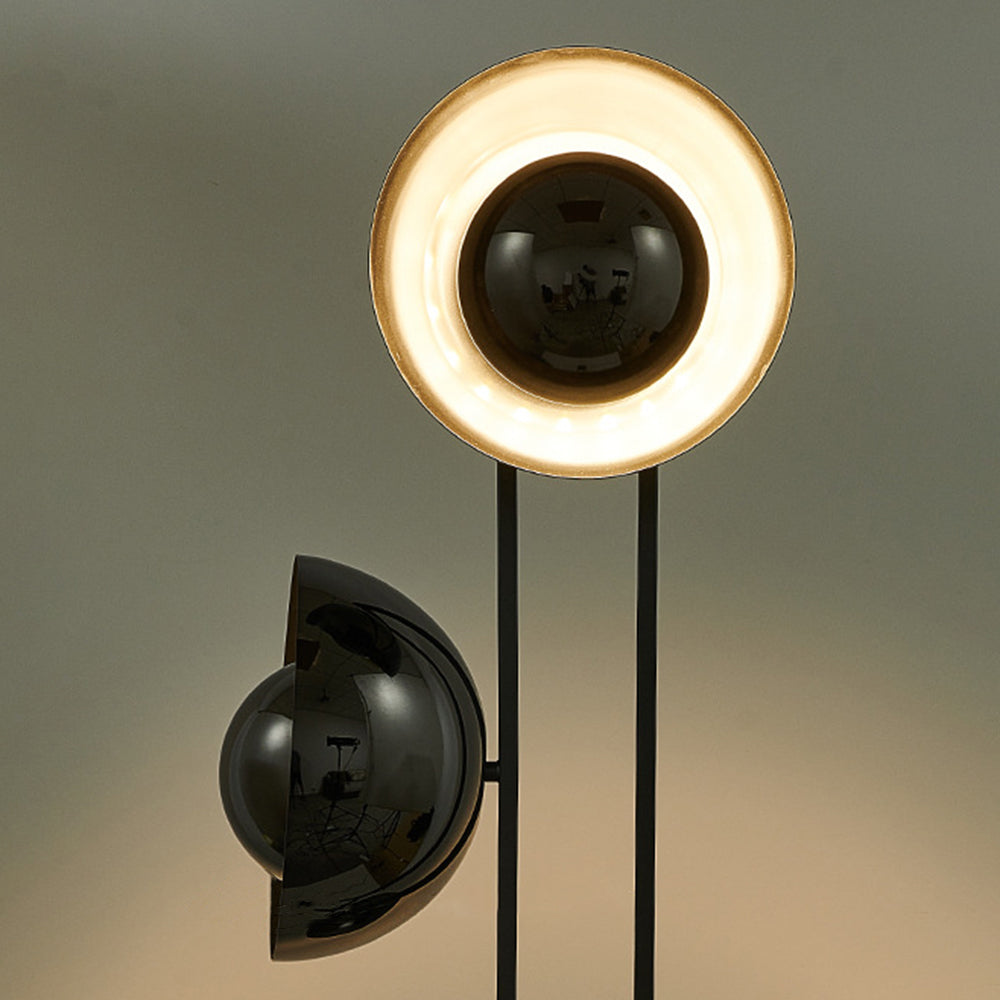 Mira Lampadaire Rond Moderne, Métal/Marbre, Noir, Salon - Neutralighting