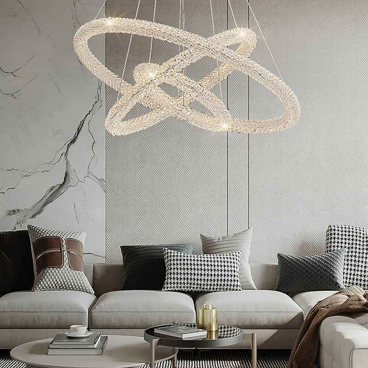 Kristy Suspension Anneau Minimaliste, Metal/Cristal, Blanc, Chambre - Neutralighting