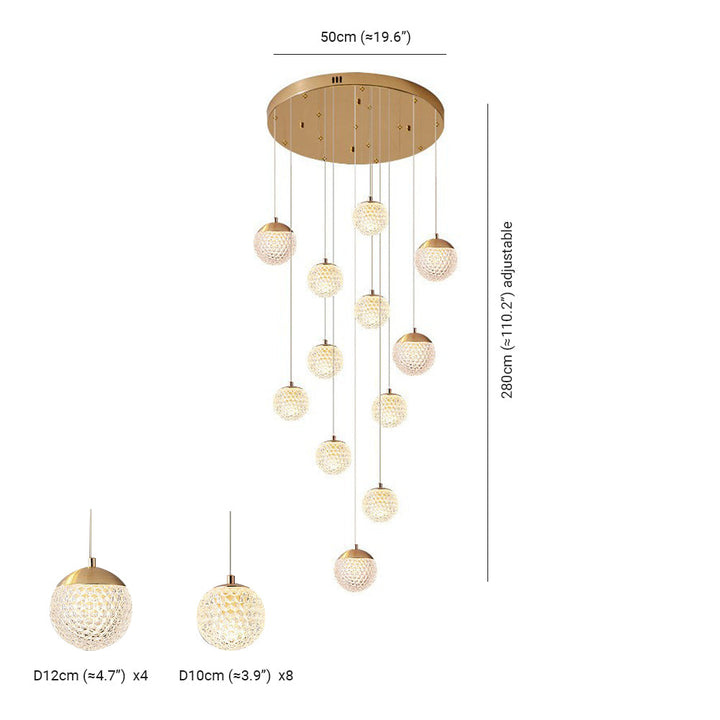 Arisha Luminaires Suspensions Multi/Bulle Moderne Métal/Acrylique Doré Chambre à Coucher - Neutralighting