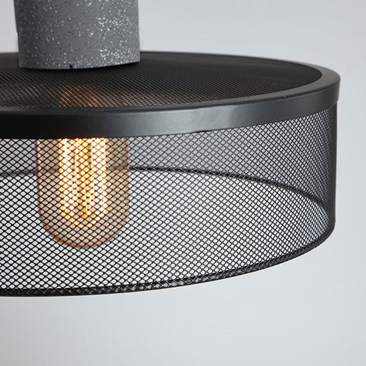 Arisha Suspension Cylindre Industriel, Métal/Ciment, Noir/Gris, Bar - Neutralighting