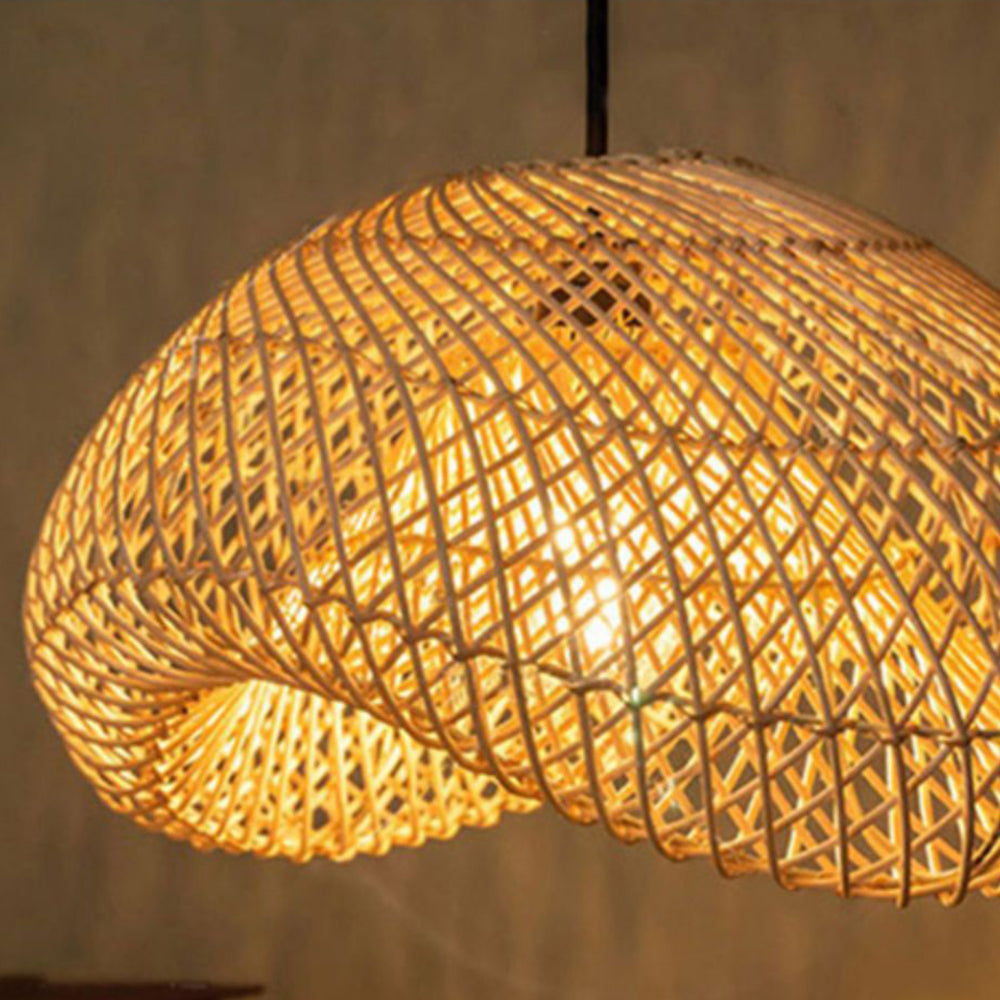 Ritta Suspension Dôme Rustique, Métal/Rotin, Marron, Salon/Café - Neutralighting