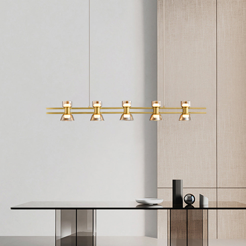 Arisha Suspension Linéaire Simple, Cuivre/Verre, Noir/Or, Salle de Bain/Chambre - Neutralighting
