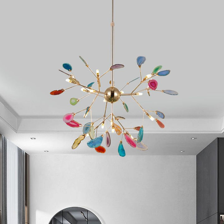 Arisha Art LED Suspension Bleu Métal Agate Salon Chambre à coucher - Neutralighting