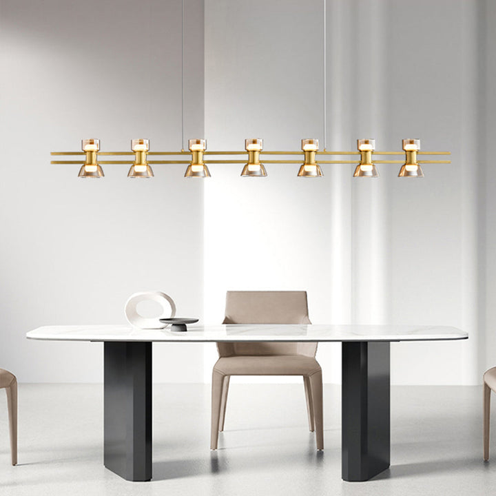 Arisha Suspension Linéaire Simple, Cuivre/Verre, Noir/Or, Salle de Bain/Chambre - Neutralighting