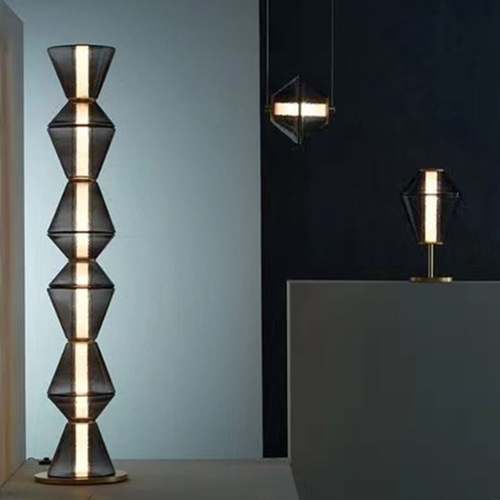 Arisha Suspension/Lampadaire Irrégulier Moderne, Verre/Metal, Noir, Chambre - Neutralighting