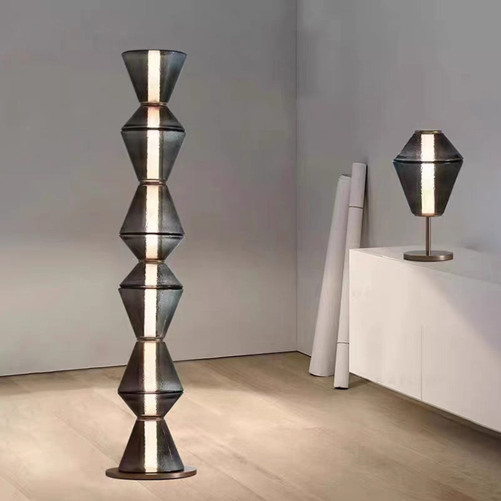 Arisha Suspension/Lampadaire Irrégulier Moderne, Verre/Metal, Noir, Chambre - Neutralighting