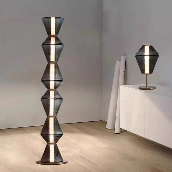 Arisha Suspension/Lampadaire Irrégulier Moderne, Verre/Metal, Noir, Chambre - Neutralighting