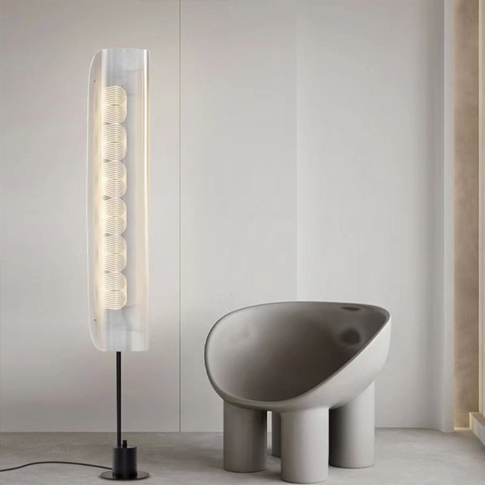 Mira Lampadaire Anneau Minimaliste, Métal/PMMA, Blanc, Salon - Neutralighting