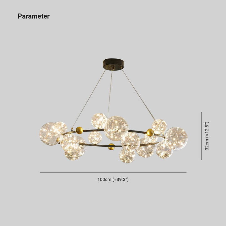 Valentina Suspension Boule Moderne, Métal/Verre, Doré/Noir, Salon - Neutralighting