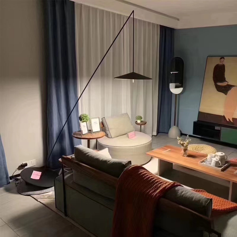 Mira Design Lampadaire Frisbee/Canne à Pêche Simple Métal Noir Grande Salon Intérieur - Neutralighting