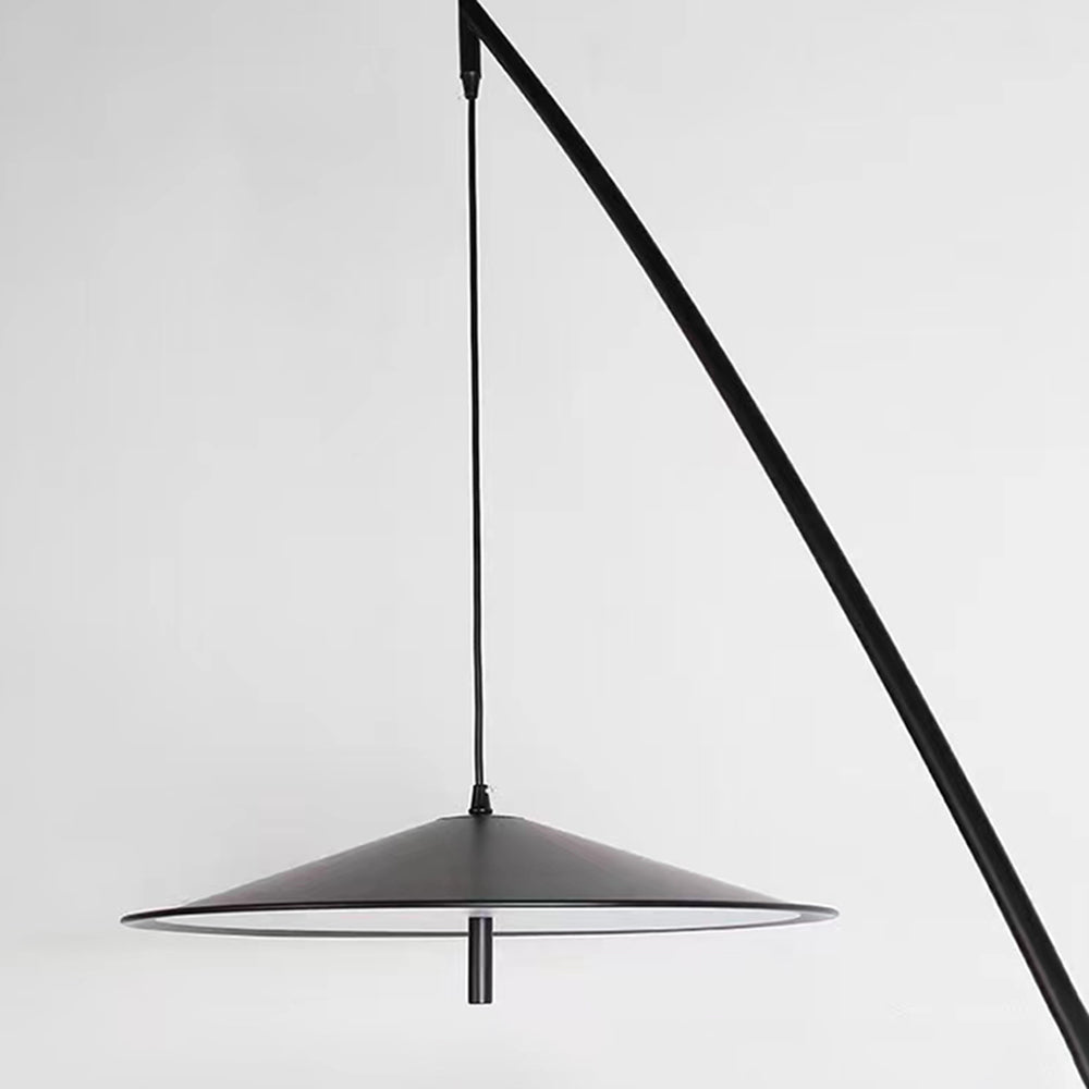 Mira Design Lampadaire Frisbee/Canne à Pêche Simple Métal Noir Grande Salon Intérieur - Neutralighting