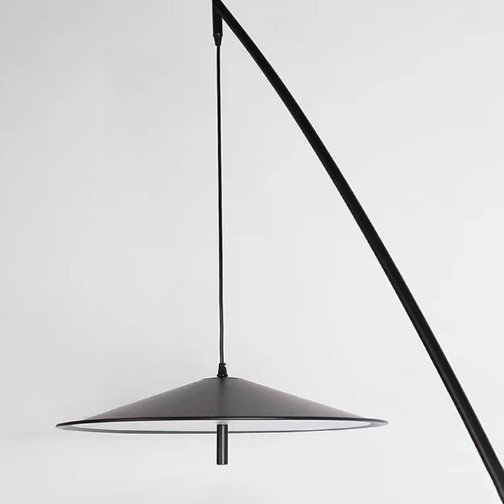 Mira Design Lampadaire Frisbee/Canne à Pêche Simple Métal Noir Grande Salon Intérieur - Neutralighting
