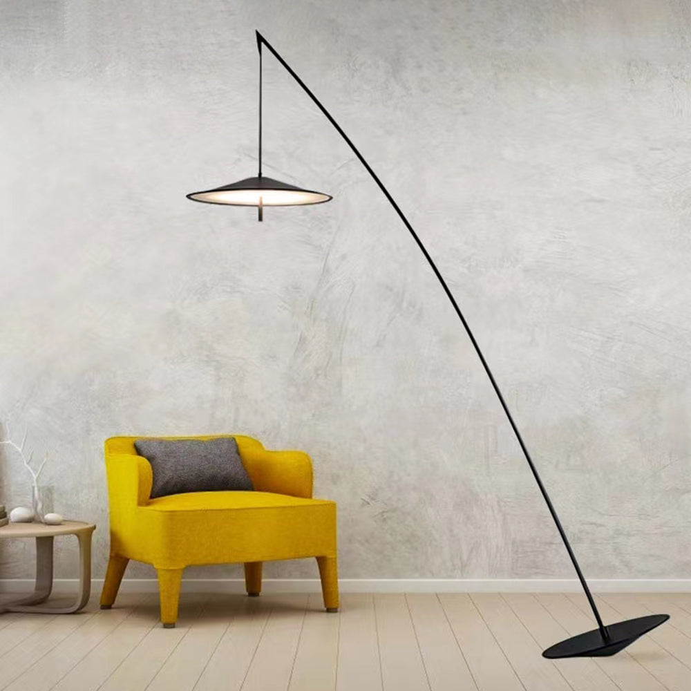 Mira Design Lampadaire Frisbee/Canne à Pêche Simple Métal Noir Grande Salon Intérieur - Neutralighting