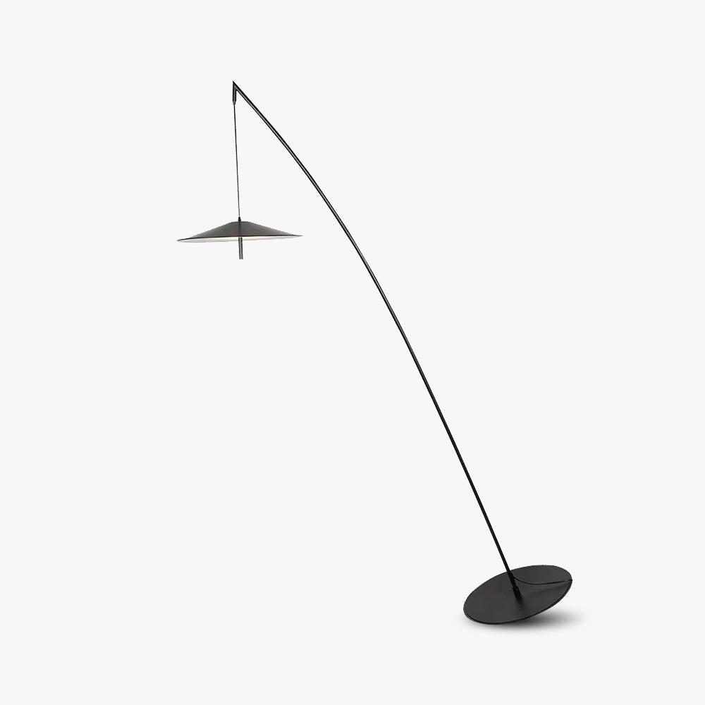 Mira Design Lampadaire Frisbee/Canne à Pêche Simple Métal Noir Grande Salon Intérieur - Neutralighting