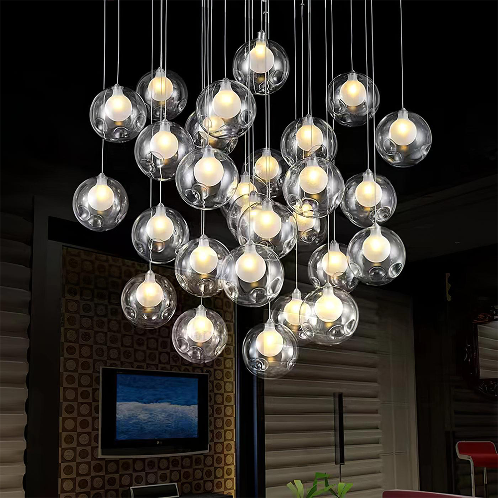 Arisha Multi-têtes Globe Cluster Lustre Verre Salle à Manger Salon - Neutralighting