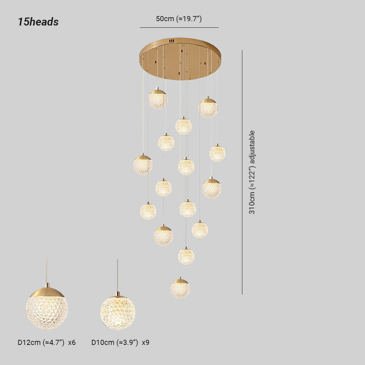 Arisha Luminaires Suspensions Multi/Bulle Moderne Métal/Acrylique Doré Chambre à Coucher - Neutralighting