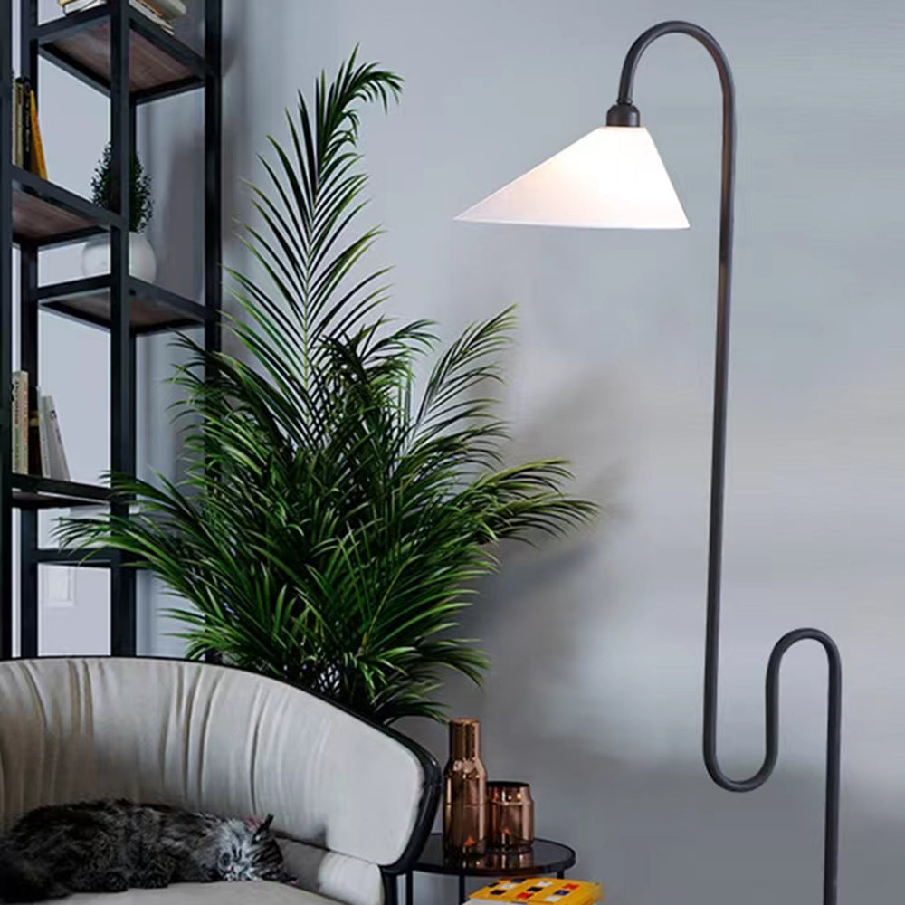 Mira Lampadaire Arche Simple, Métal/Tissu, Blanc/Noir, Chambre - Neutralighting