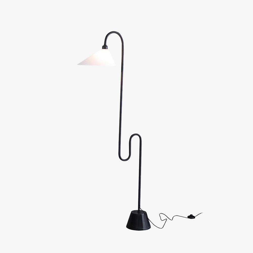 Mira Lampadaire Arche Simple, Métal/Tissu, Blanc/Noir, Chambre - Neutralighting