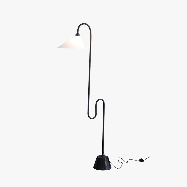 Mira Lampadaire Arche Simple, Métal/Tissu, Blanc/Noir, Chambre - Neutralighting