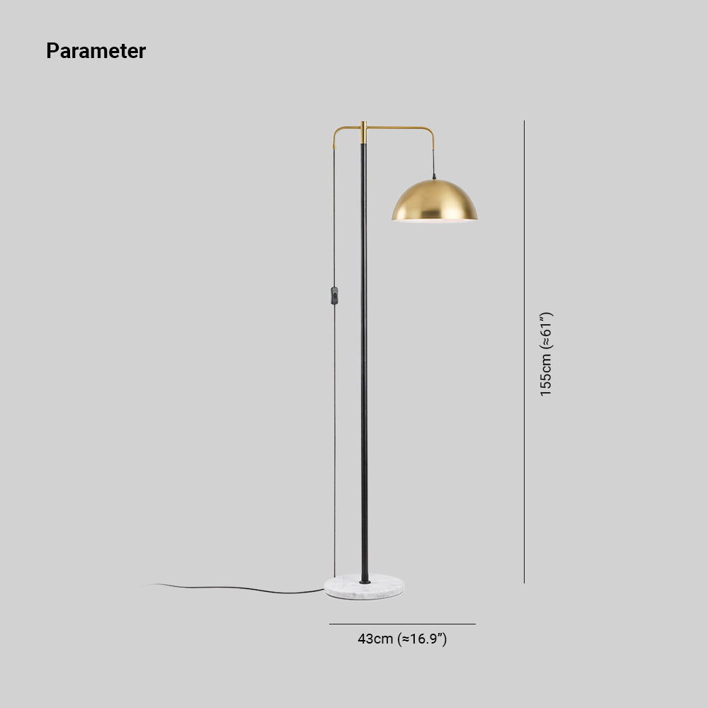 Arisha Design Lampadaire Dôme Simple Métal/Marbre Or Chambre/Salon - Neutralighting