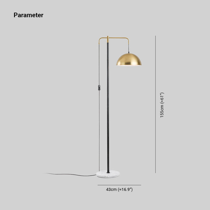 Arisha Design Lampadaire Dôme Simple Métal/Marbre Or Chambre/Salon - Neutralighting