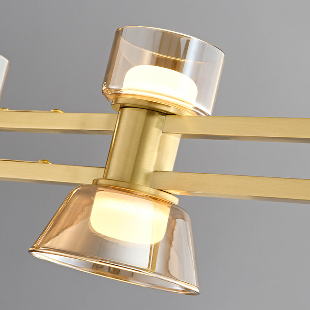 Arisha Suspension Linéaire Simple, Cuivre/Verre, Noir/Or, Salle de Bain/Chambre - Neutralighting