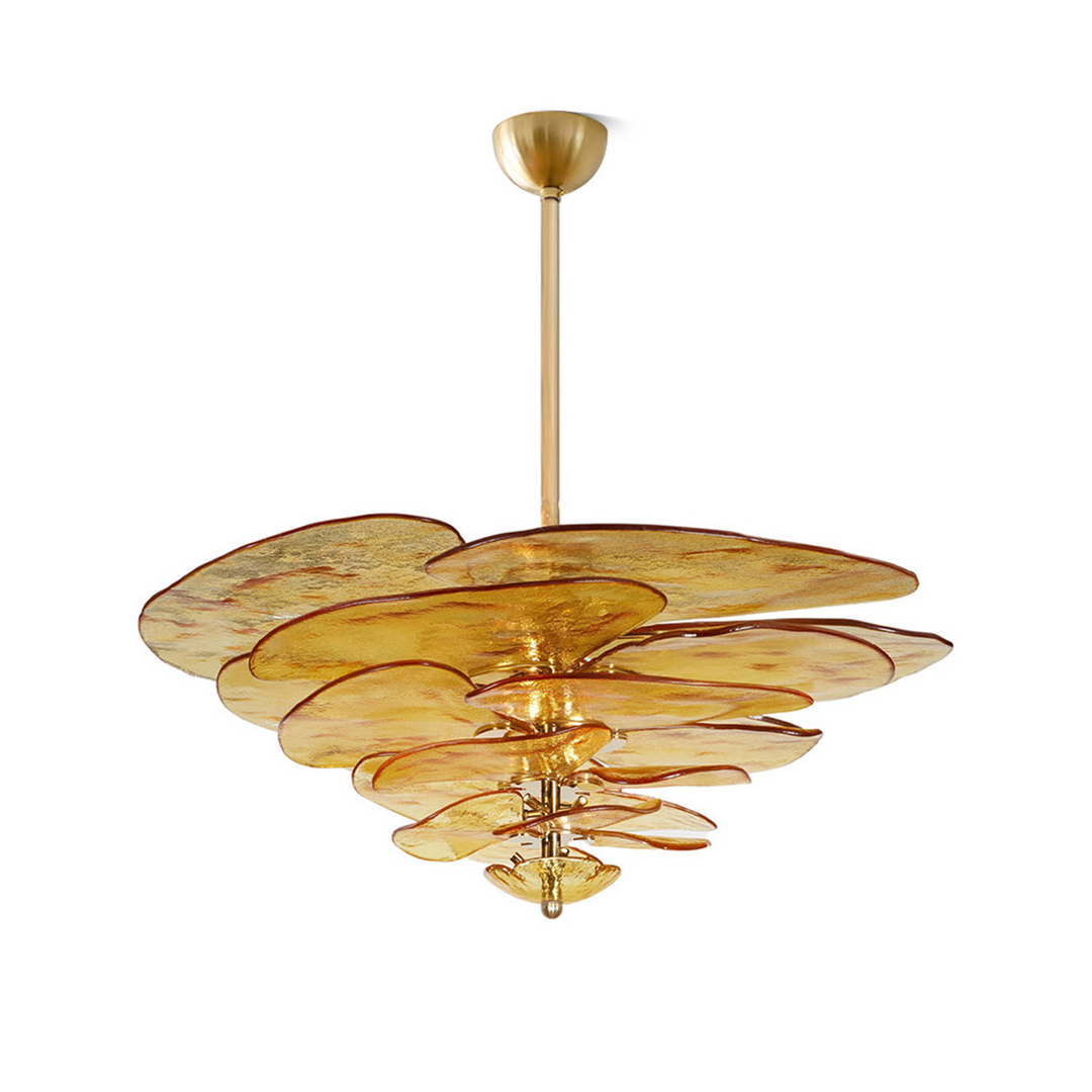 Aurora Chandelier Pétale en Verre Murano Doré Luxe - Neutralighting