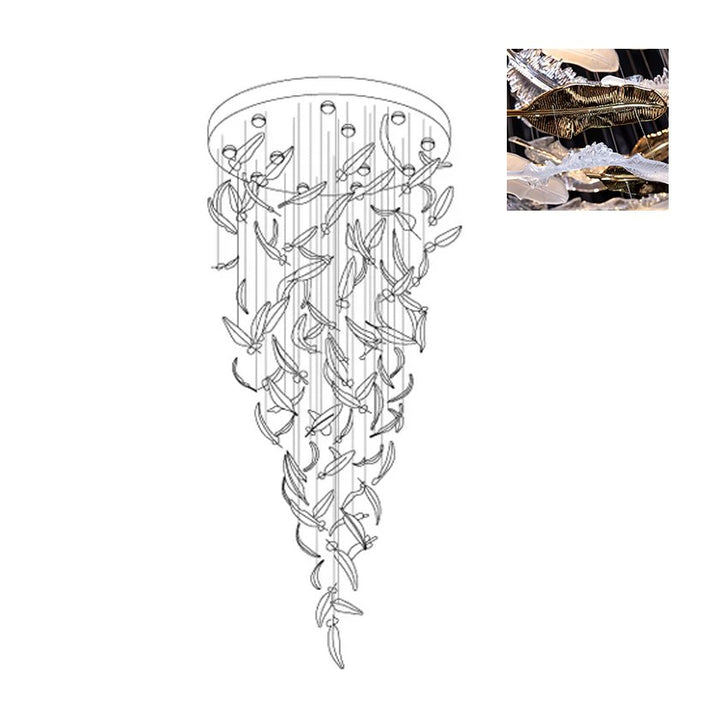 Aetherial Chandelier Feuille en Verre - Neutralighting