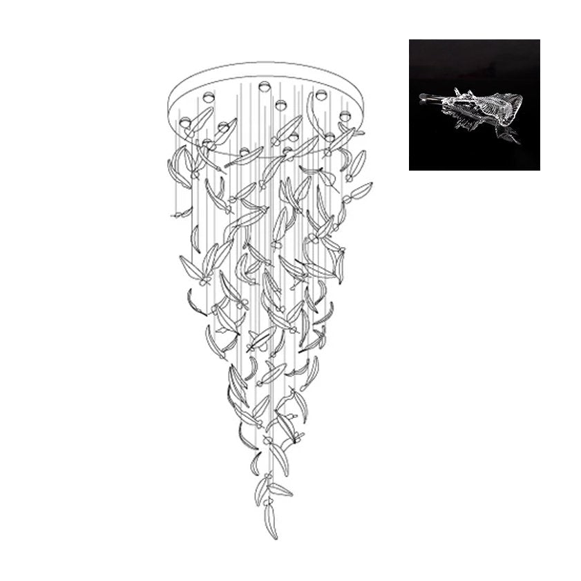 Aetherial Chandelier Feuille en Verre - Neutralighting