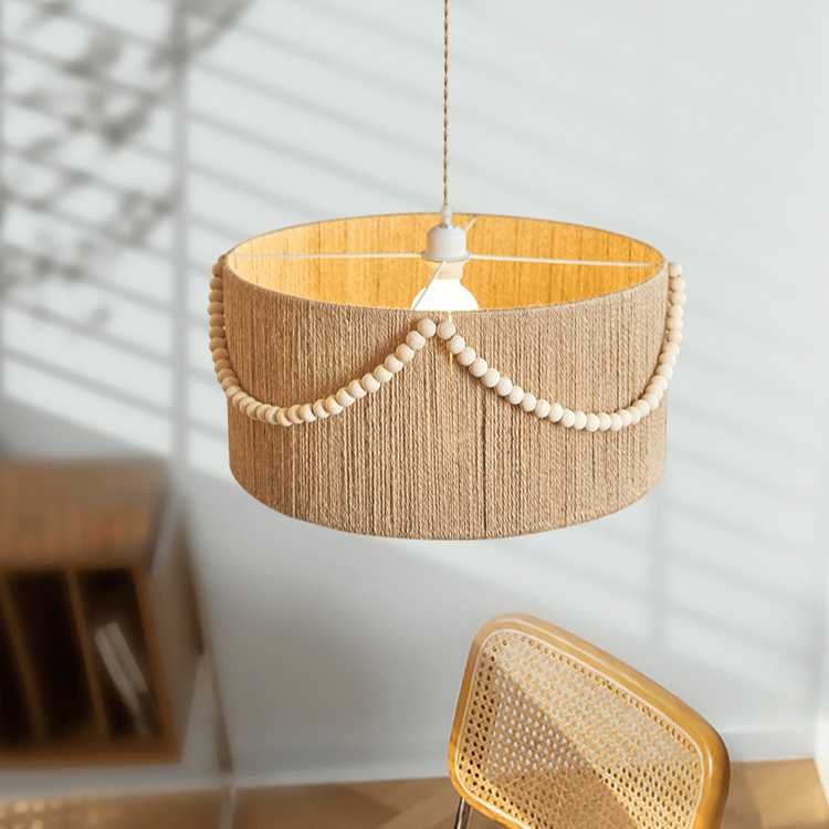 Ershaa Suspension Bohème Élégante à Perles Naturelles - Neutralighting