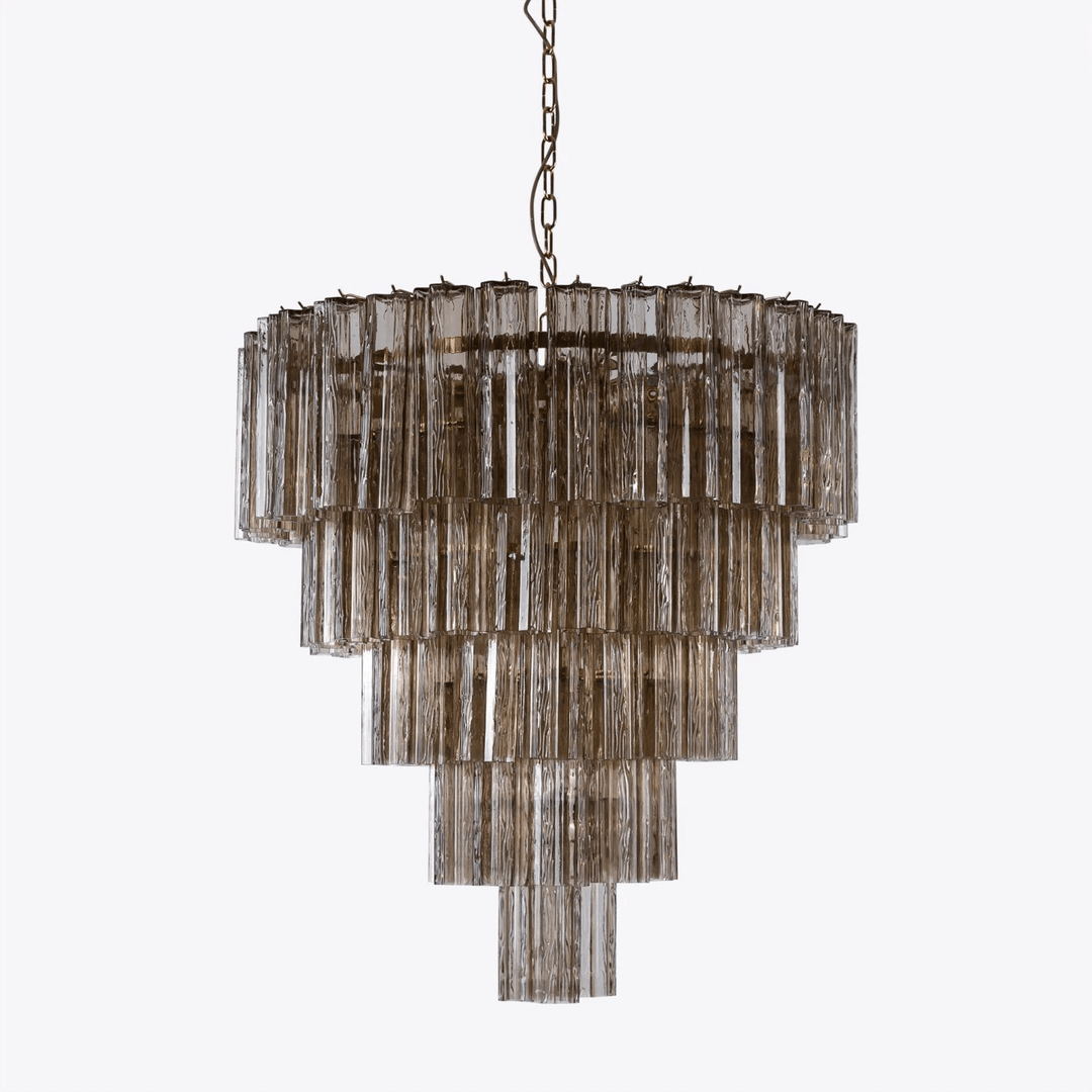 Aurora Lustre Cinq Étage Cannelé Verre Grande Mid Siècle - Neutralighting