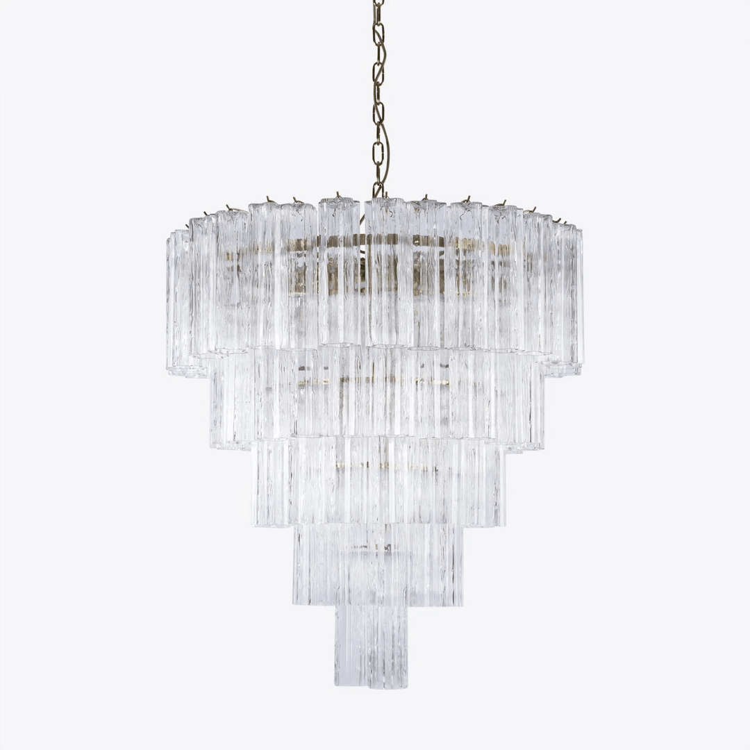 Aurora Lustre Cinq Étage Cannelé Verre Grande Mid Siècle - Neutralighting