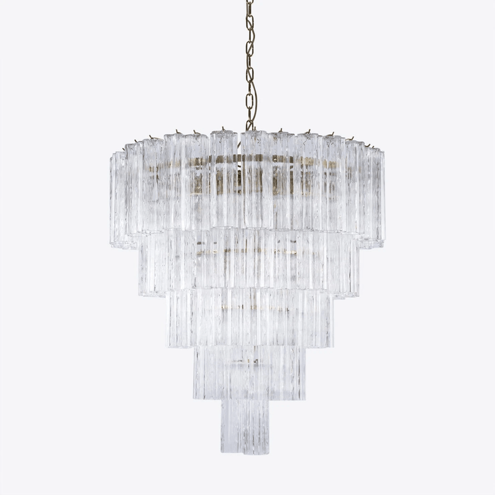 Aurora Lustre Cinq Étage Cannelé Verre Grande Mid Siècle - Neutralighting