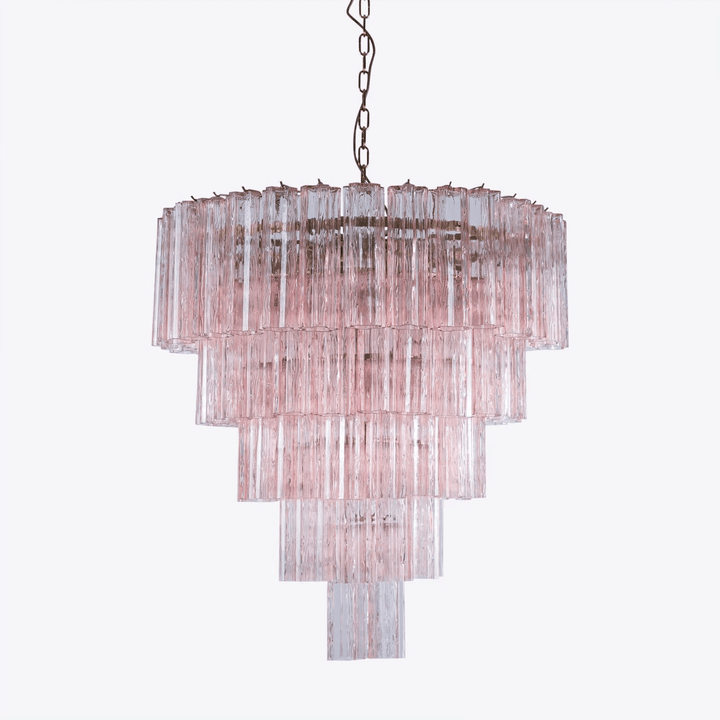 Aurora Lustre Cinq Étage Cannelé Verre Grande Mid Siècle - Neutralighting