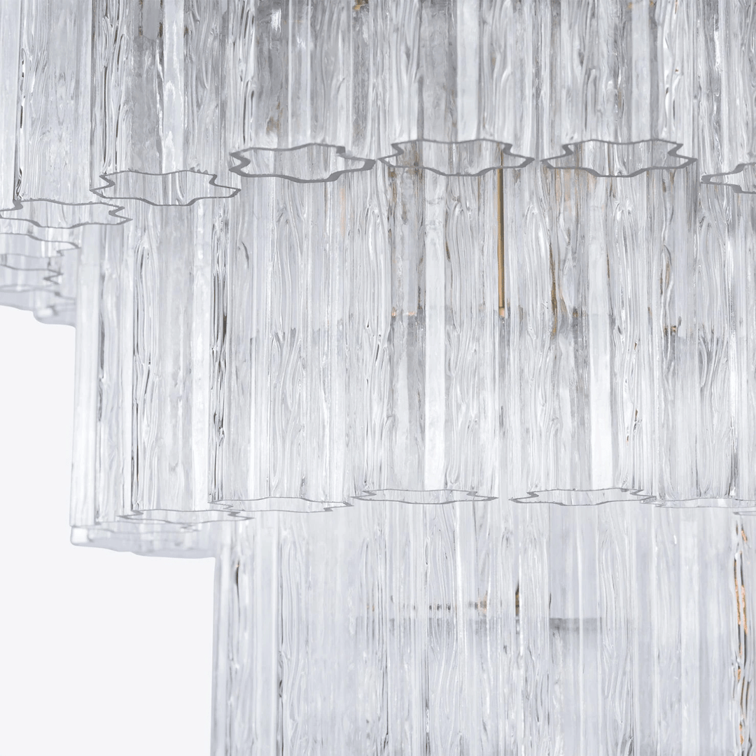 Aurora Lustre Cinq Étage Cannelé Verre Grande Mid Siècle - Neutralighting