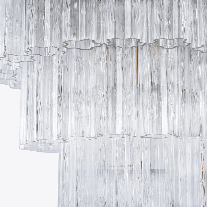 Aurora Lustre Cinq Étage Cannelé Verre Grande Mid Siècle - Neutralighting
