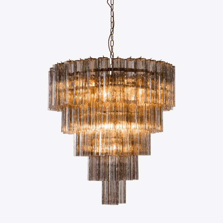 Aurora Lustre Cinq Étage Cannelé Verre Grande Mid Siècle - Neutralighting