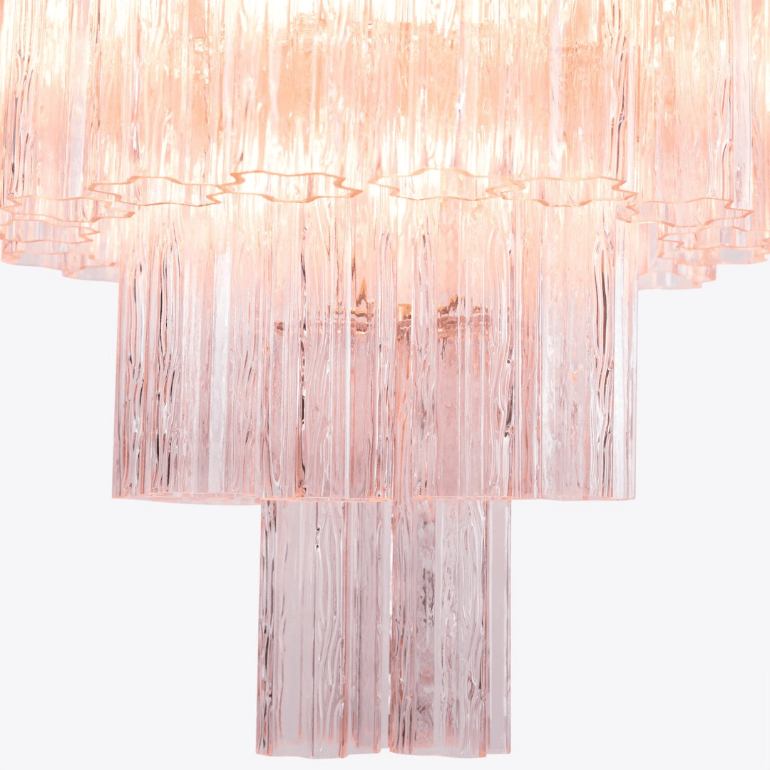 Aurora Lustre Cinq Étage Cannelé Verre Grande Mid Siècle - Neutralighting