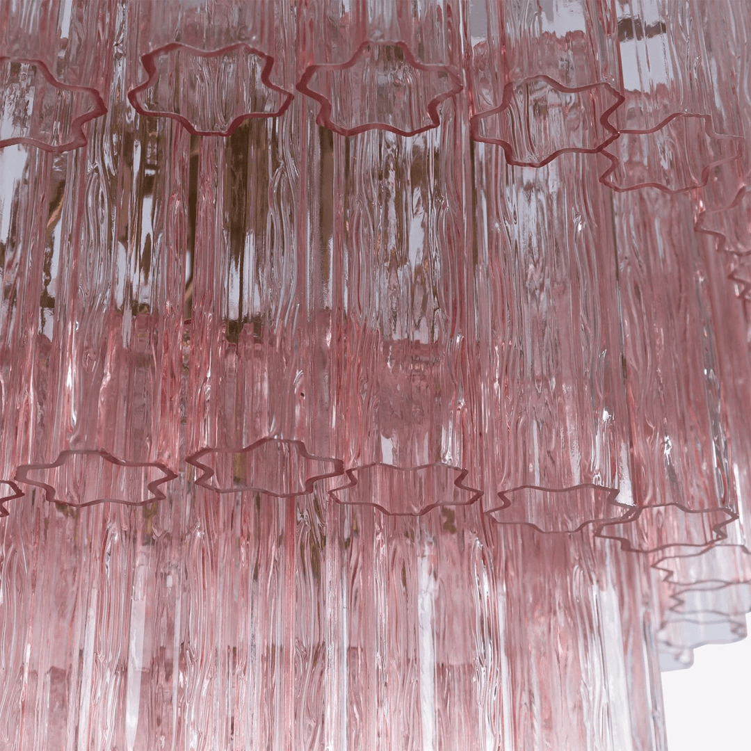 Aurora Lustre Cinq Étage Cannelé Verre Grande Mid Siècle - Neutralighting