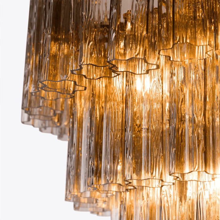 Aurora Lustre Cinq Étage Cannelé Verre Grande Mid Siècle - Neutralighting