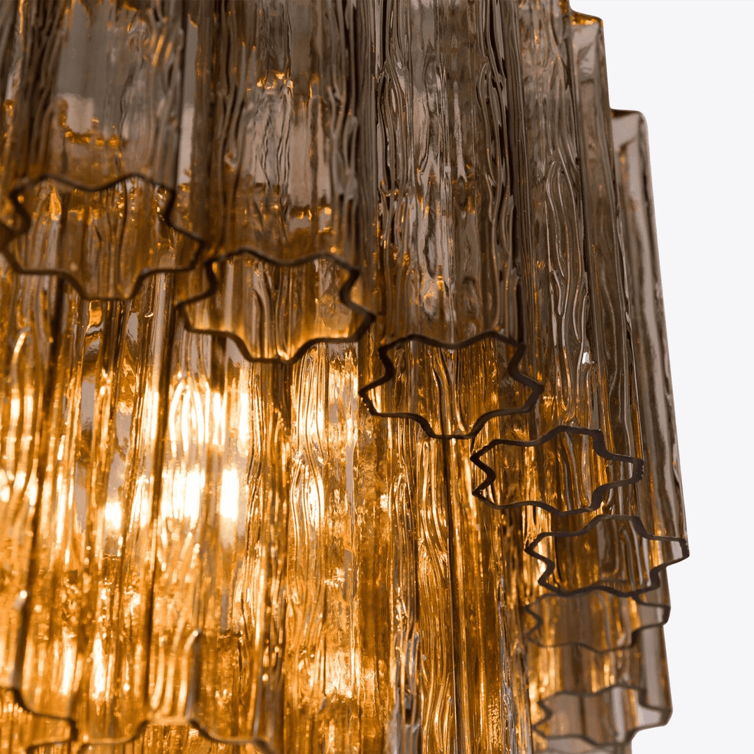 Aurora Lustre Cinq Étage Cannelé Verre Grande Mid Siècle - Neutralighting