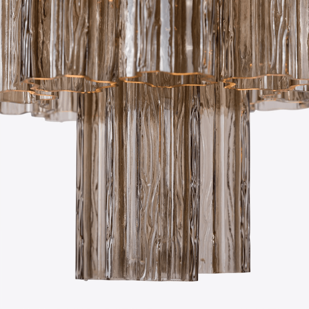Aurora Lustre Cinq Étage Cannelé Verre Grande Mid Siècle - Neutralighting