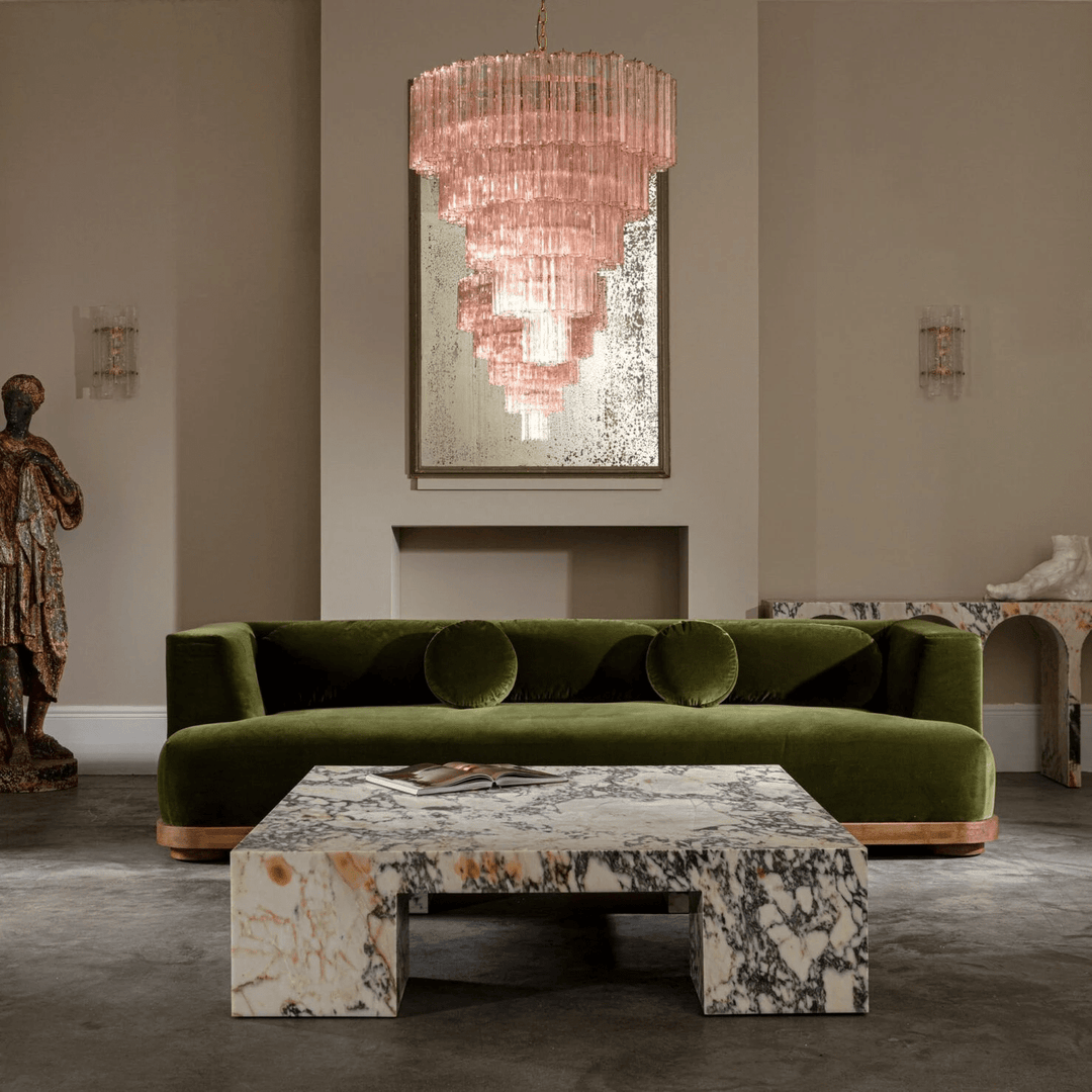 Aurora Lustre Cinq Étage Cannelé Verre Grande Mid Siècle - Neutralighting