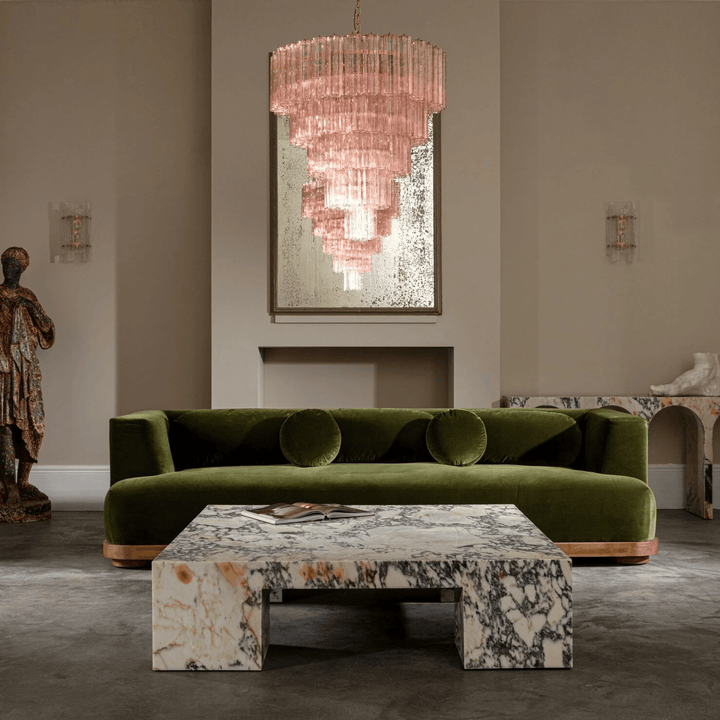 Aurora Lustre Cinq Étage Cannelé Verre Grande Mid Siècle - Neutralighting