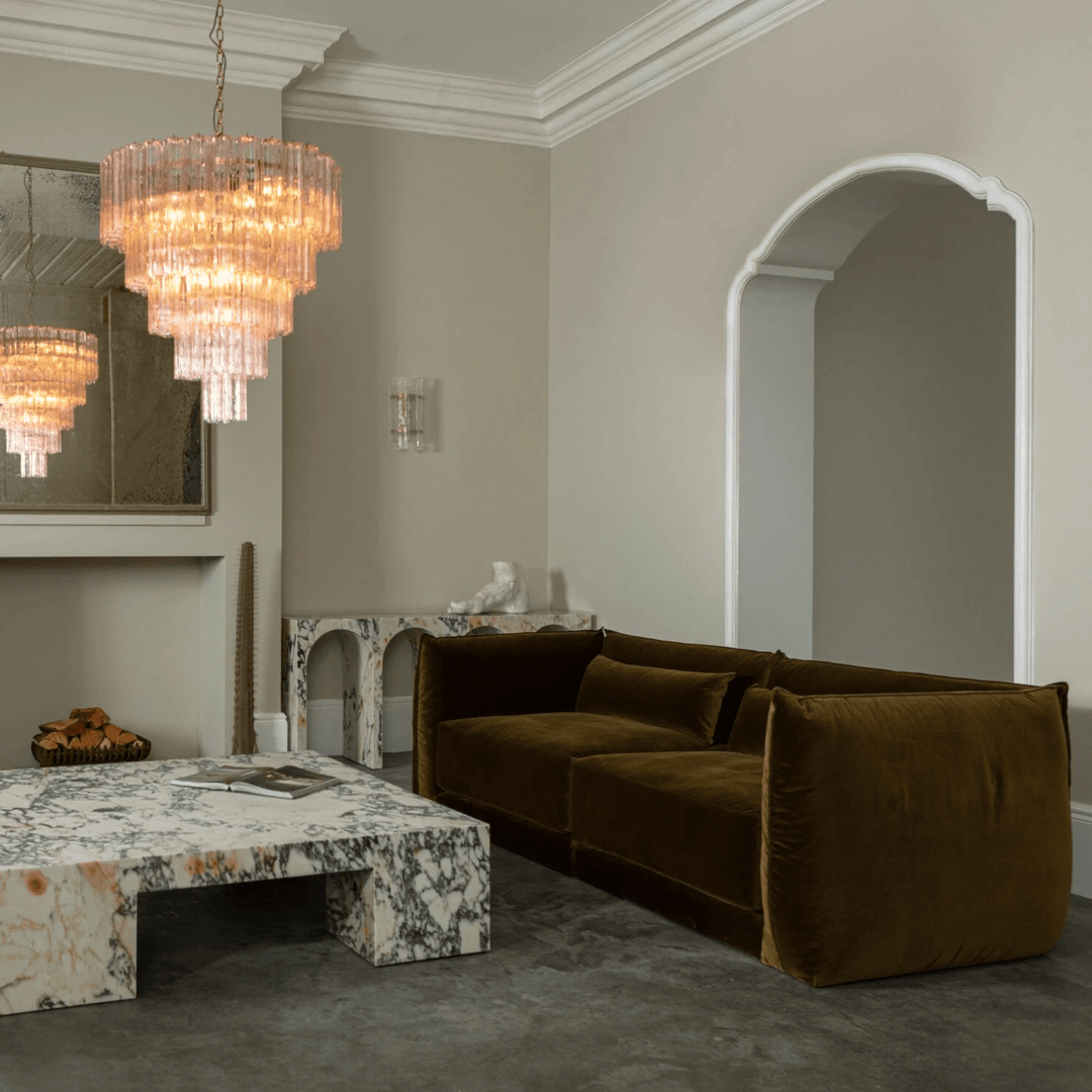 Aurora Lustre Cinq Étage Cannelé Verre Grande Mid Siècle - Neutralighting