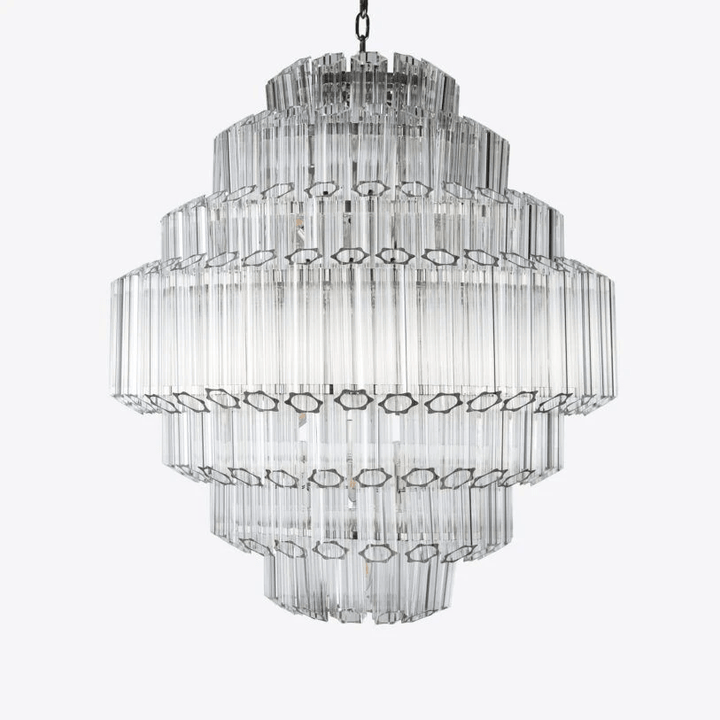 Aurora Lustre Transparent Verre Tube Superposé Grande Vintage - Neutralighting
