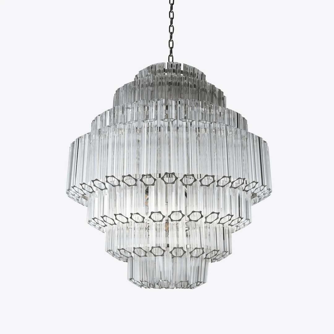 Aurora Lustre Transparent Verre Tube Superposé Grande Vintage - Neutralighting